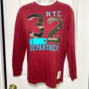Y2K Old Navy Maroon Long-Sleeve Jersey Shirt
